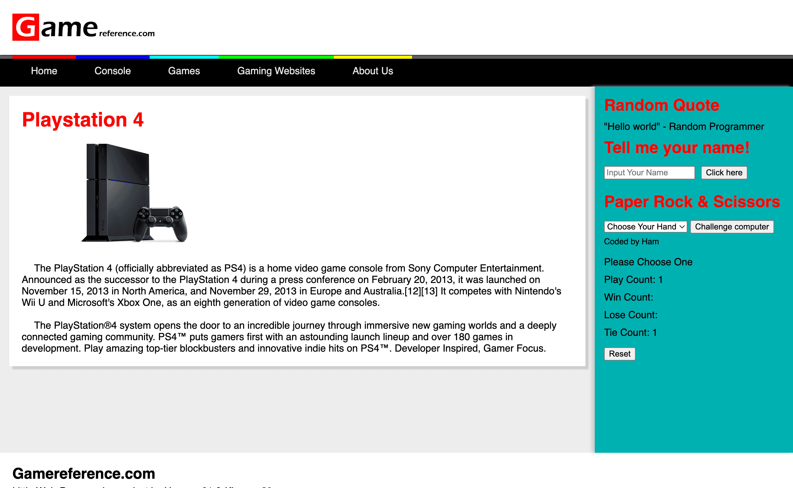 ภาพหน้าจอ Game Reference 1
